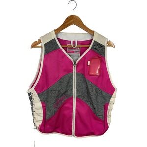 Icon Mil-Spec Womens Mesh Motorcycle Vest Pink Grey XL-2XL